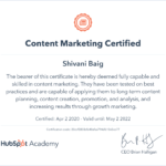 Content Marketing Certified Hubspot